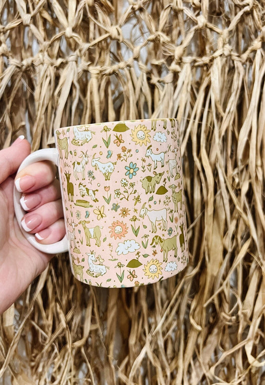 Adorable Pink Goat Mug