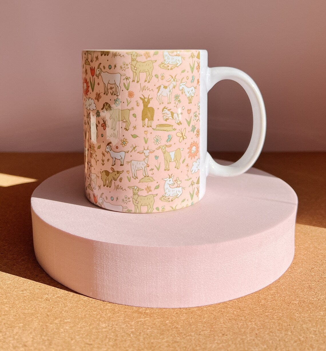 Adorable Pink Goat Mug