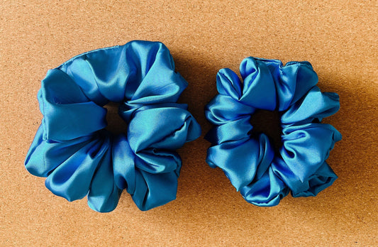 royal blue satin scrunchie I XL scrunchies I gift for her | bridesmaids gift | birthday gift