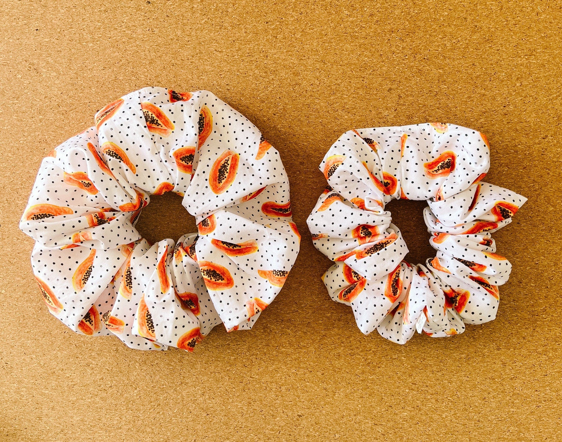 Papaya Scrunchie | XL scrunchies | fruity scrunchie | gift's for her | hair accessories