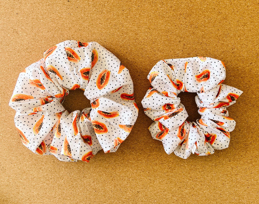 Papaya Scrunchie | XL scrunchies | fruity scrunchie | gift's for her | hair accessories