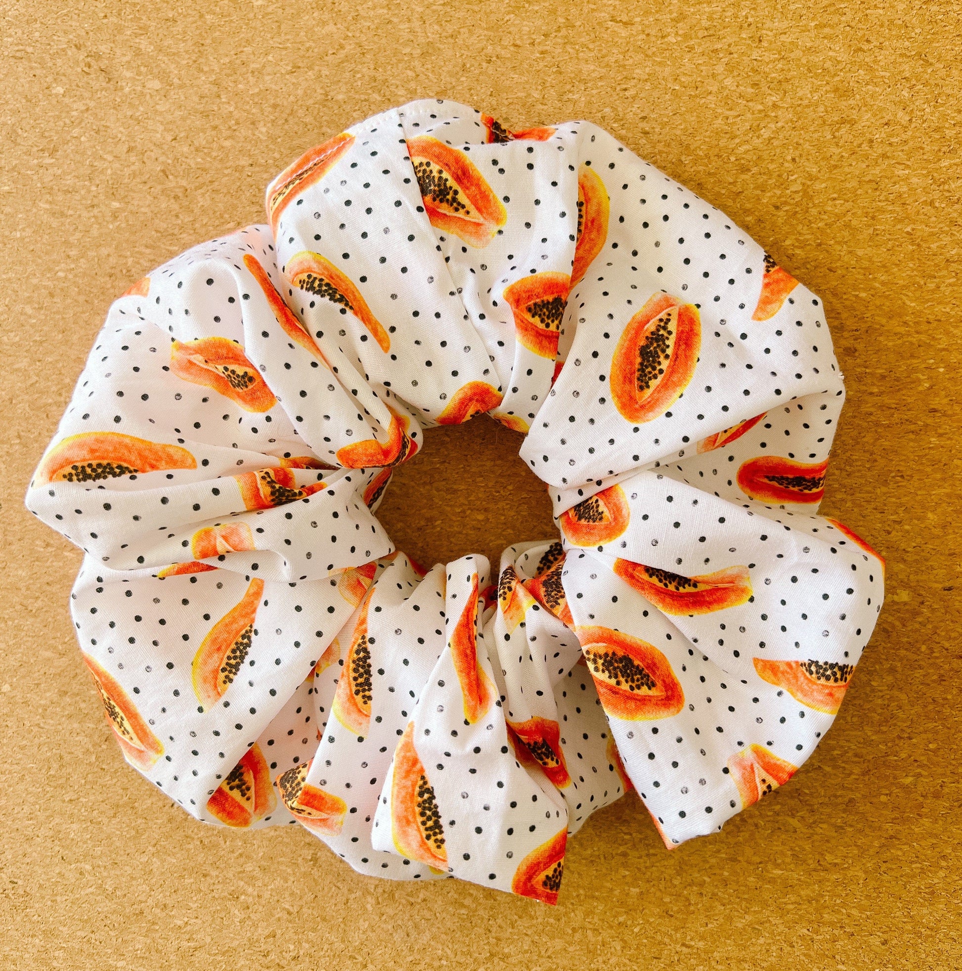 Papaya Scrunchie | XL scrunchies | fruity scrunchie | gift's for her | hair accessories