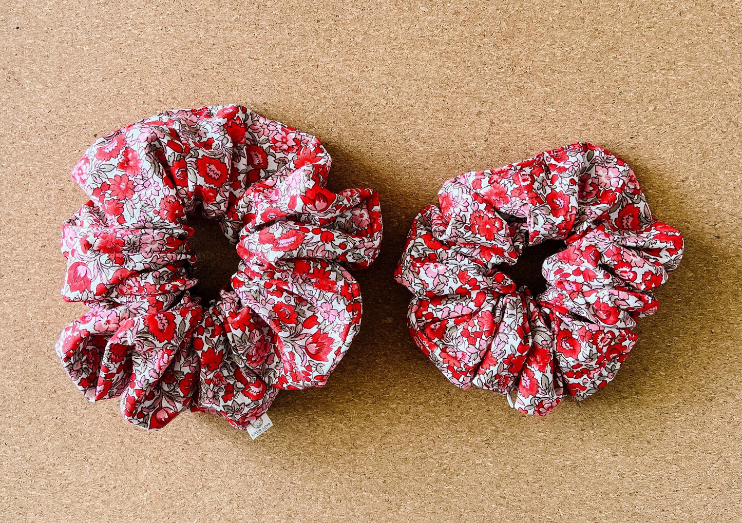 Red Floral Scrunchie I XL scrunchies I mini me I floral scrunchies I cottage core style