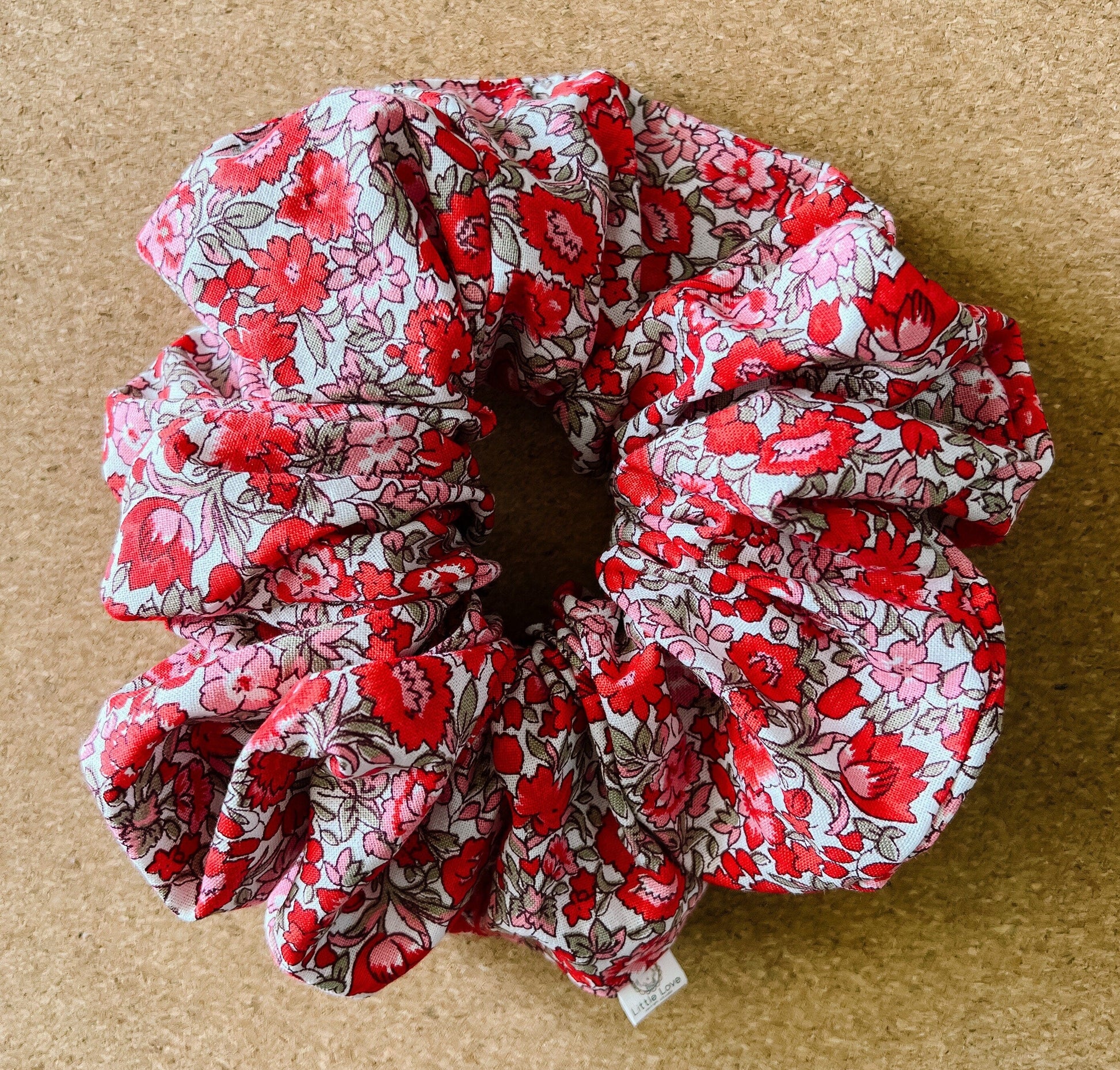 Red Floral Scrunchie I XL scrunchies I mini me I floral scrunchies I cottage core style