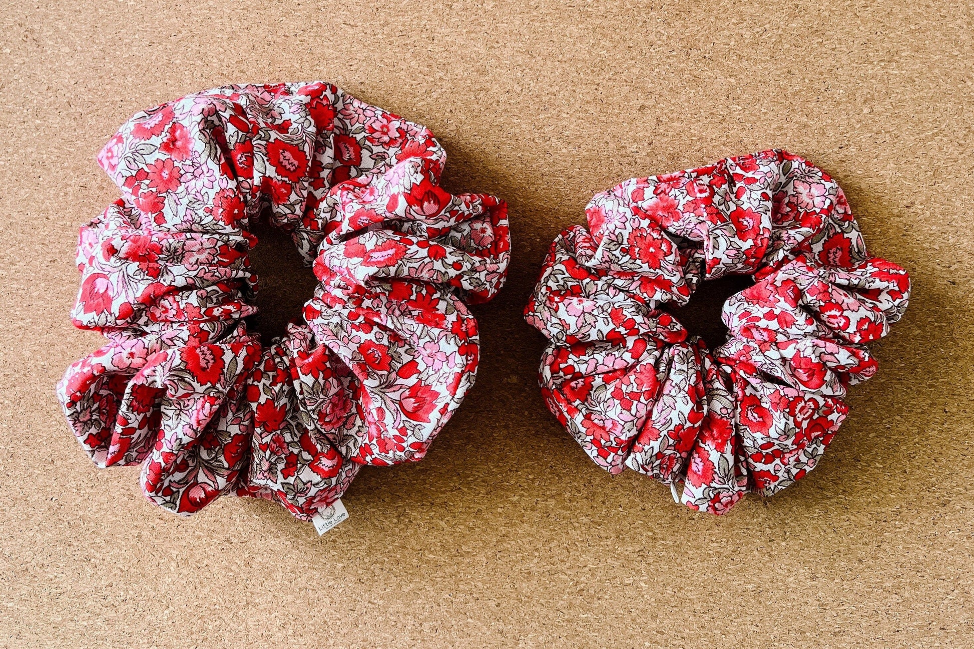 Red Floral Scrunchie I XL scrunchies I mini me I floral scrunchies I cottage core style