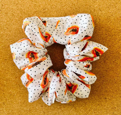 Papaya Scrunchie | XL scrunchies | fruity scrunchie | gift's for her | hair accessories