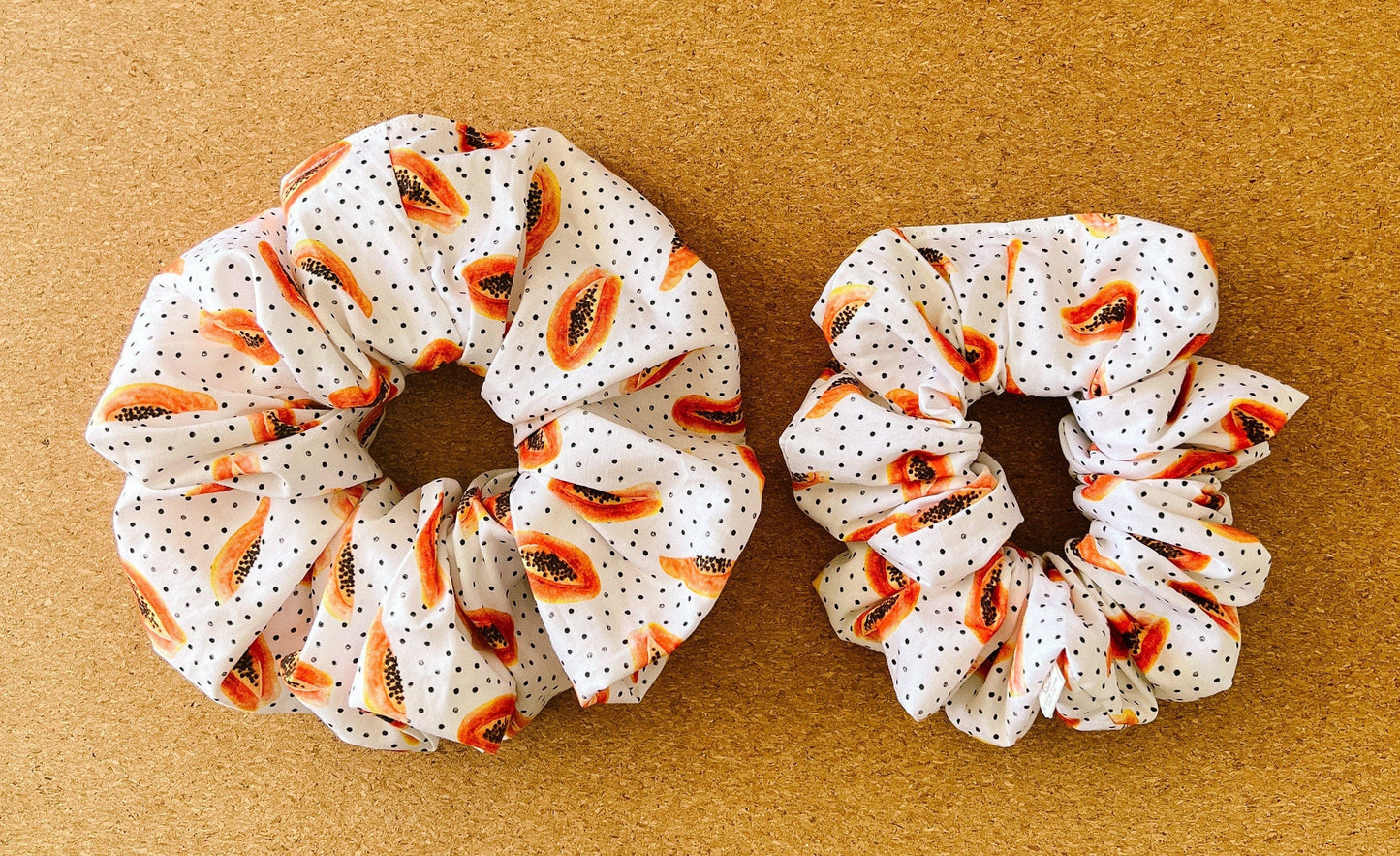 Papaya Scrunchie | XL scrunchies | fruity scrunchie | gift's for her | hair accessories