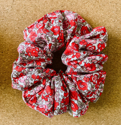 Red Floral Scrunchie I XL scrunchies I mini me I floral scrunchies I cottage core style