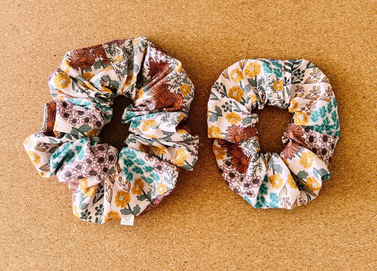 Retro Floral Scrunchie | mini me I XL scrunchies I children's Scrunchies I gifts for her | birthday gift