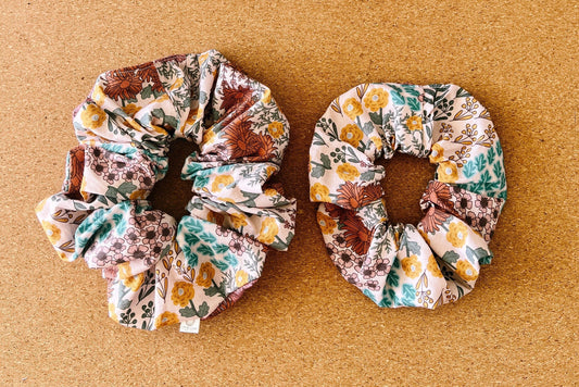 Retro Floral Scrunchie | mini me I XL scrunchies I children's Scrunchies I gifts for her | birthday gift