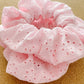 Pink Embroidered Scrunchie | eyelet scrunchie | XL scrunchie | gift's for her