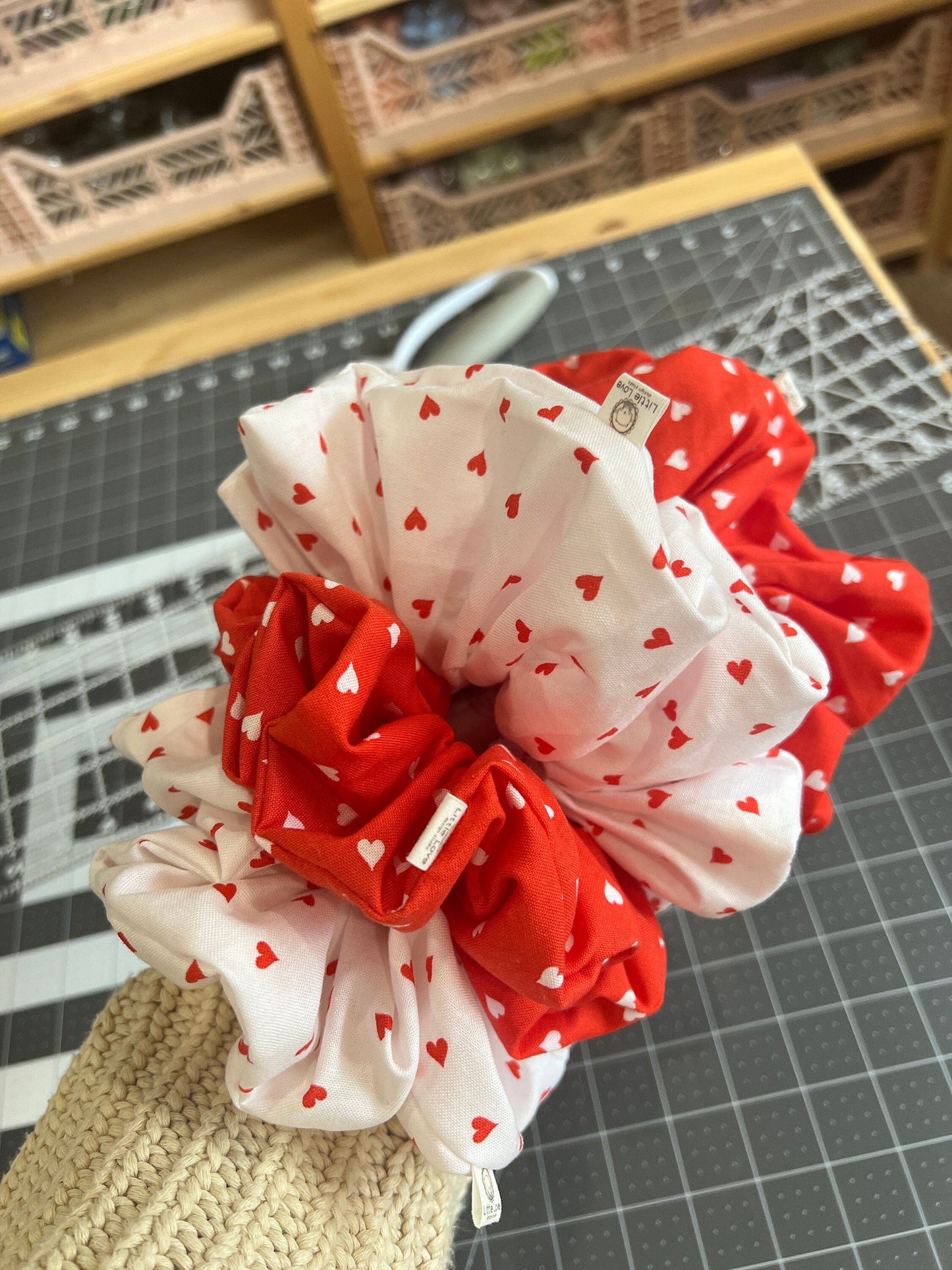 Valentine Hearts Scrunchie | Valentines Day | XL scrunchie | Valentines gift | gift's for her | Hearts