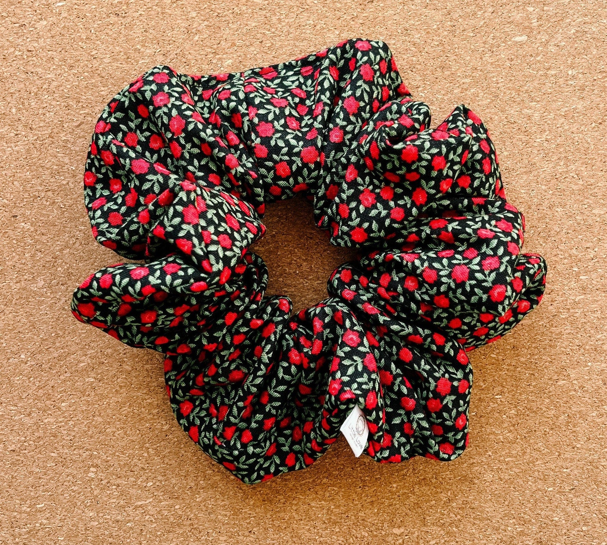 Black Floral Scrunchie | XL scrunchies | teacher's gift | mini me | gift's for her