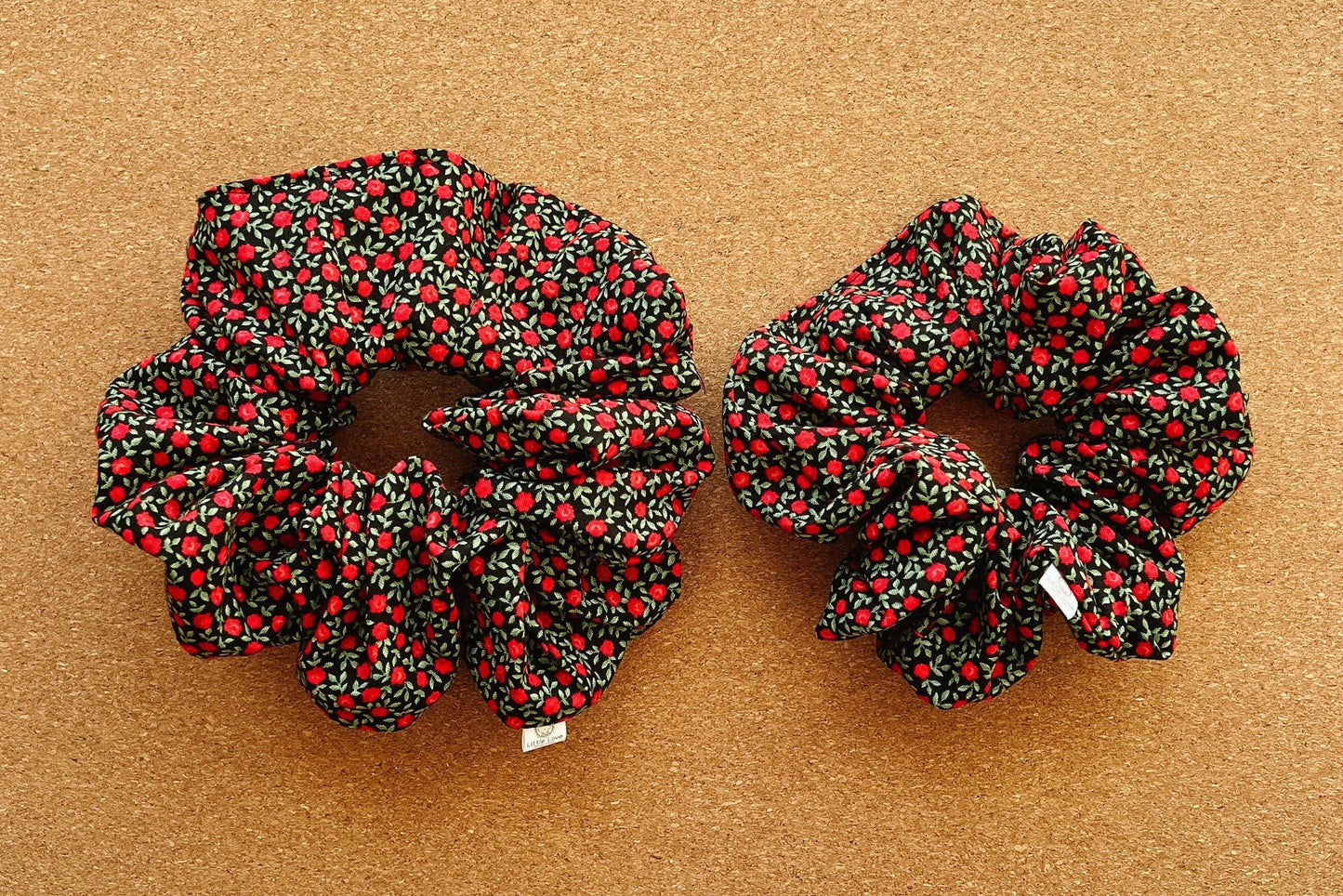 Black Floral Scrunchie | XL scrunchies | teacher's gift | mini me | gift's for her