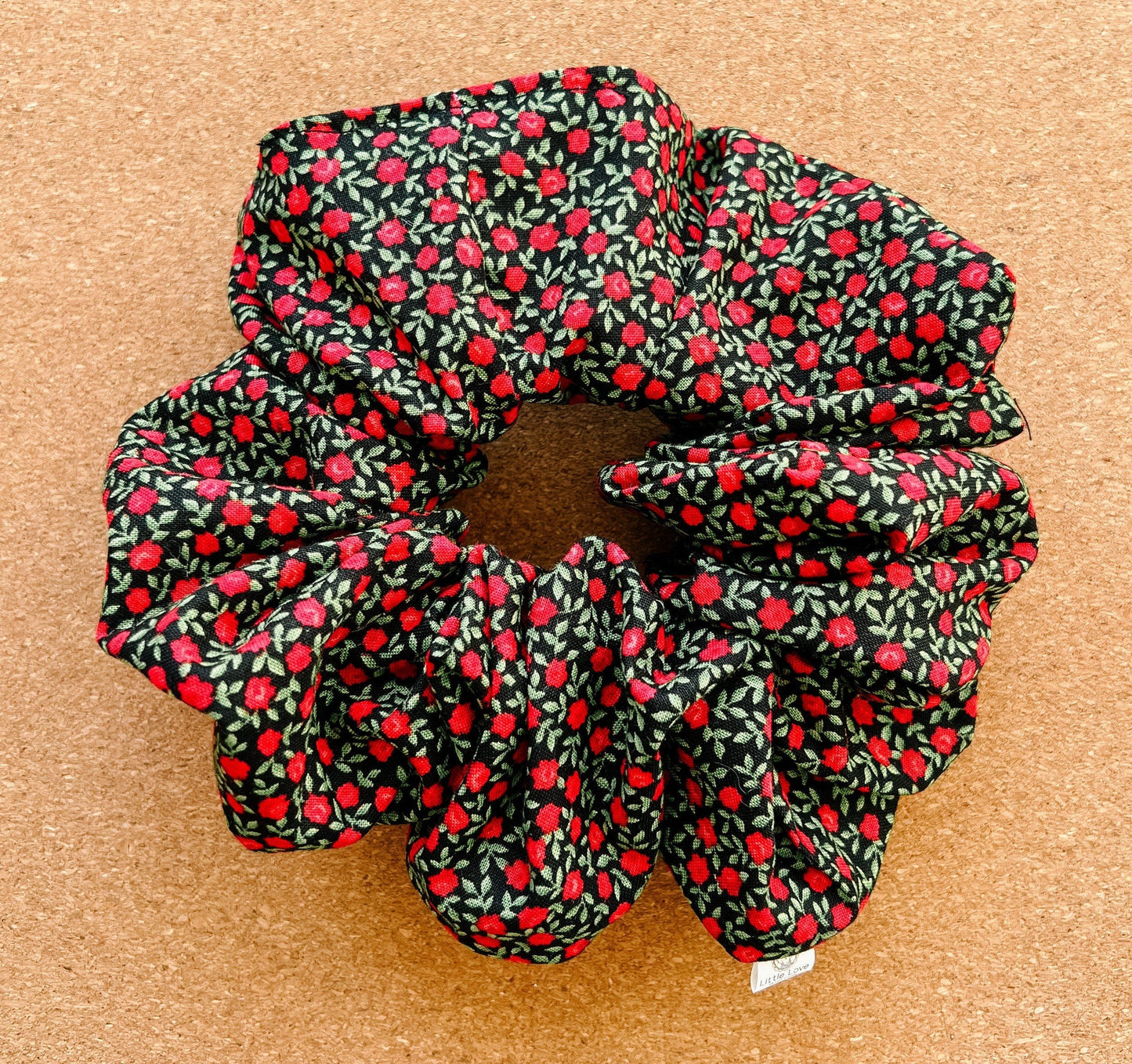 Black Floral Scrunchie | XL scrunchies | teacher's gift | mini me | gift's for her