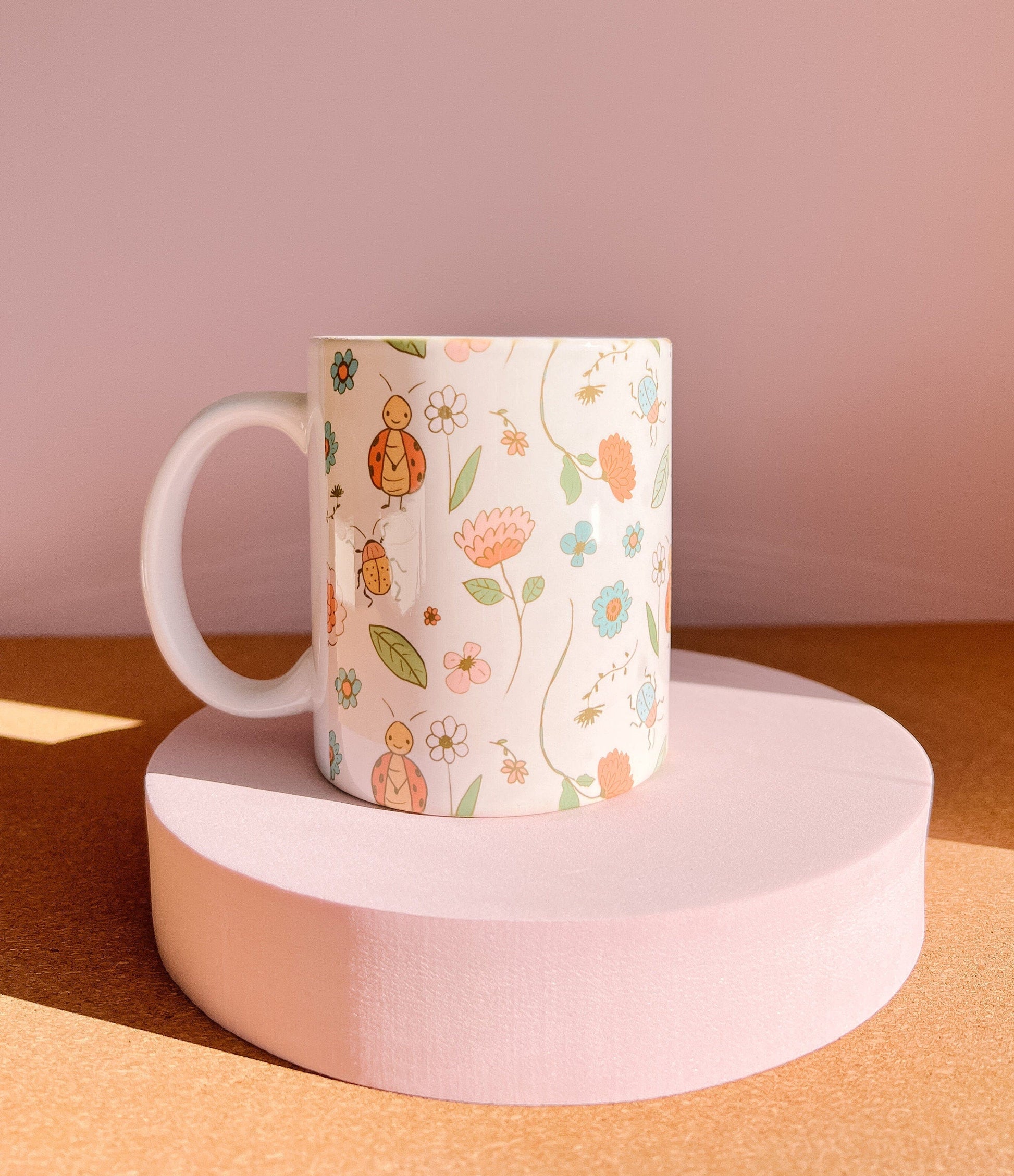 Pretty LadyBug Garden Mug | handprinted mug | cute ceramics | adorable ceramics | mother's day gift