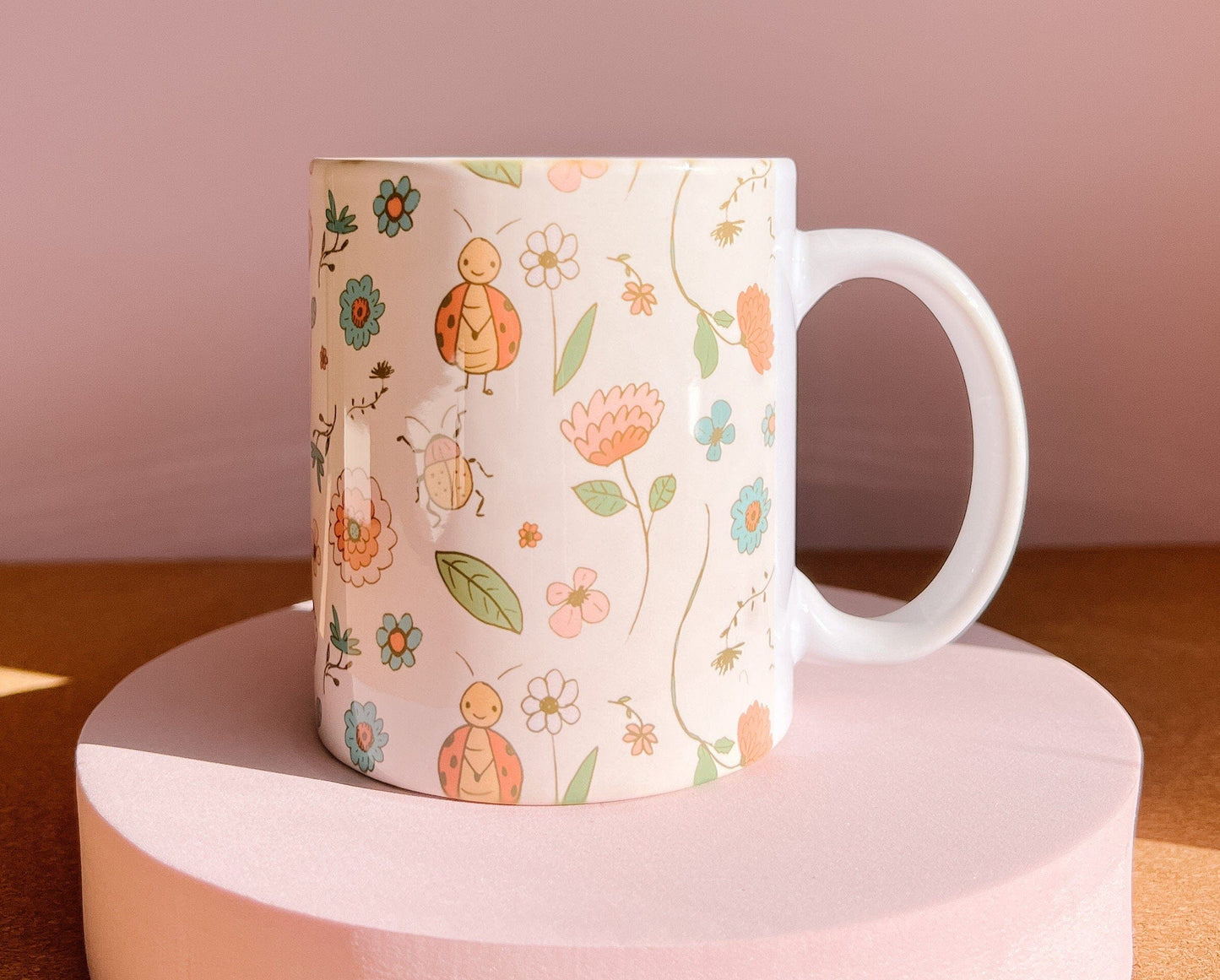 Pretty LadyBug Garden Mug | handprinted mug | cute ceramics | adorable ceramics | mother's day gift