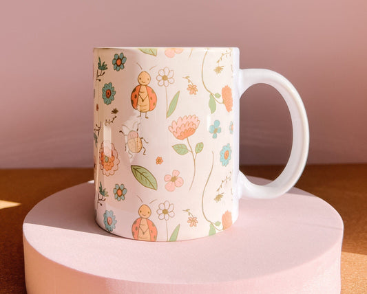 Pretty LadyBug Garden Mug | handprinted mug | cute ceramics | adorable ceramics | mother's day gift