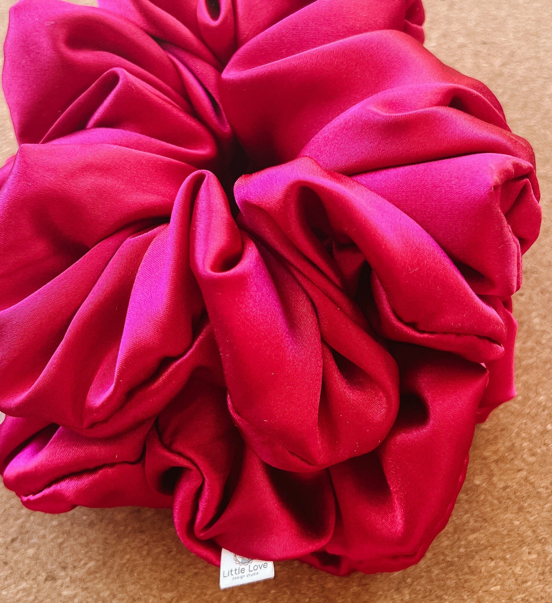 Carmine Red Satin Scrunchie | Christmas scrunchie | XL scrunchie | silky scrunchie | XXL scrunchies