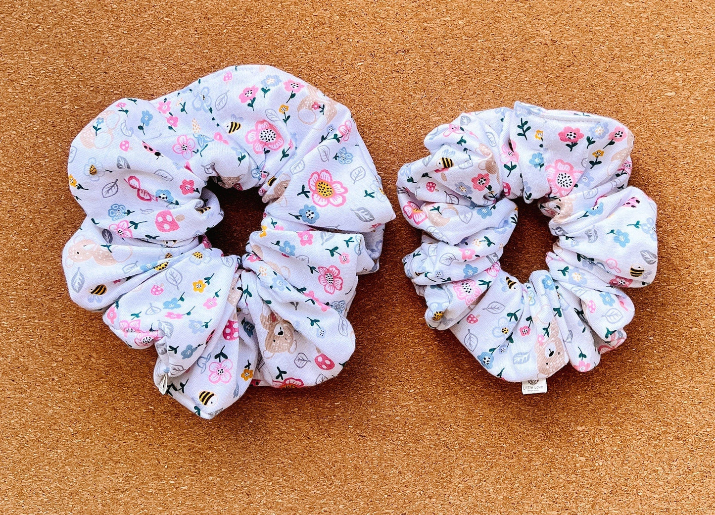 spring garden bear scrunchie | XL scrunchies | adorable girls scrunchies | children's scrunchies