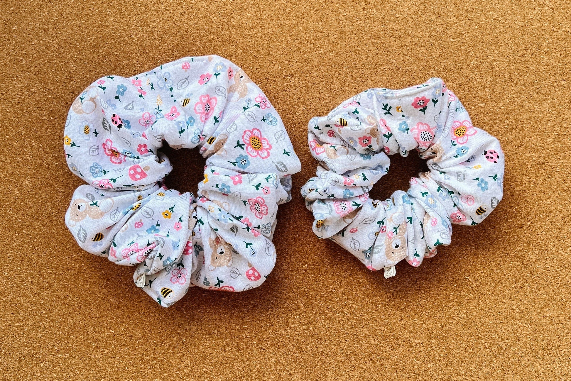 spring garden bear scrunchie | XL scrunchies | adorable girls scrunchies | children's scrunchies