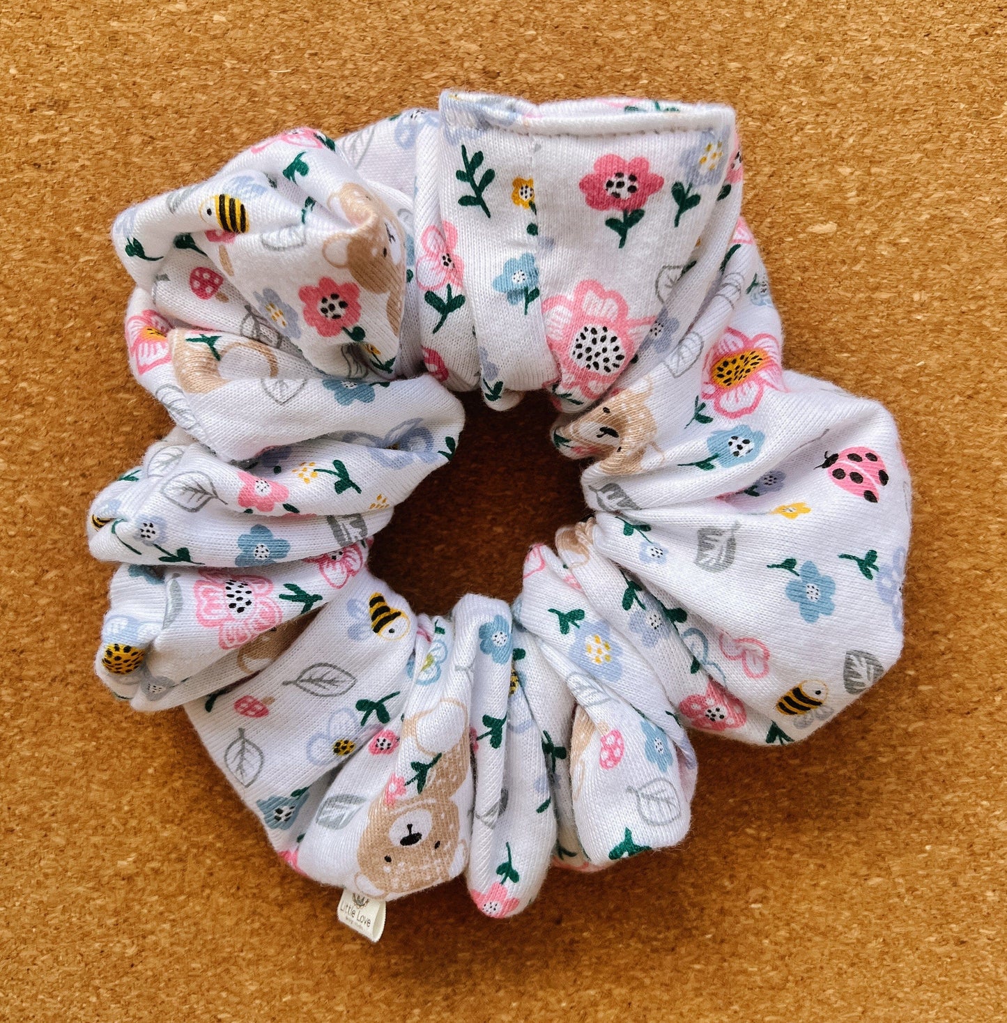 spring garden bear scrunchie | XL scrunchies | adorable girls scrunchies | children's scrunchies