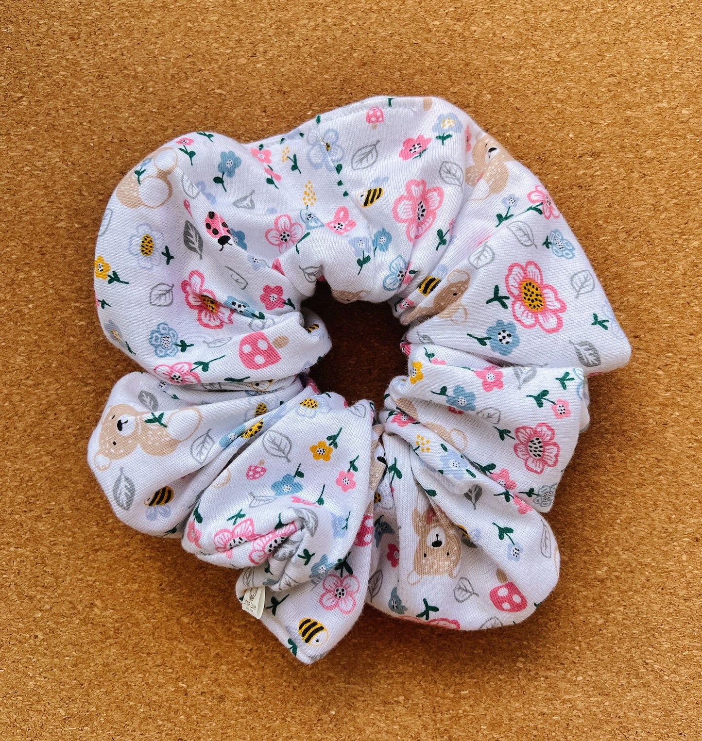 spring garden bear scrunchie | XL scrunchies | adorable girls scrunchies | children's scrunchies