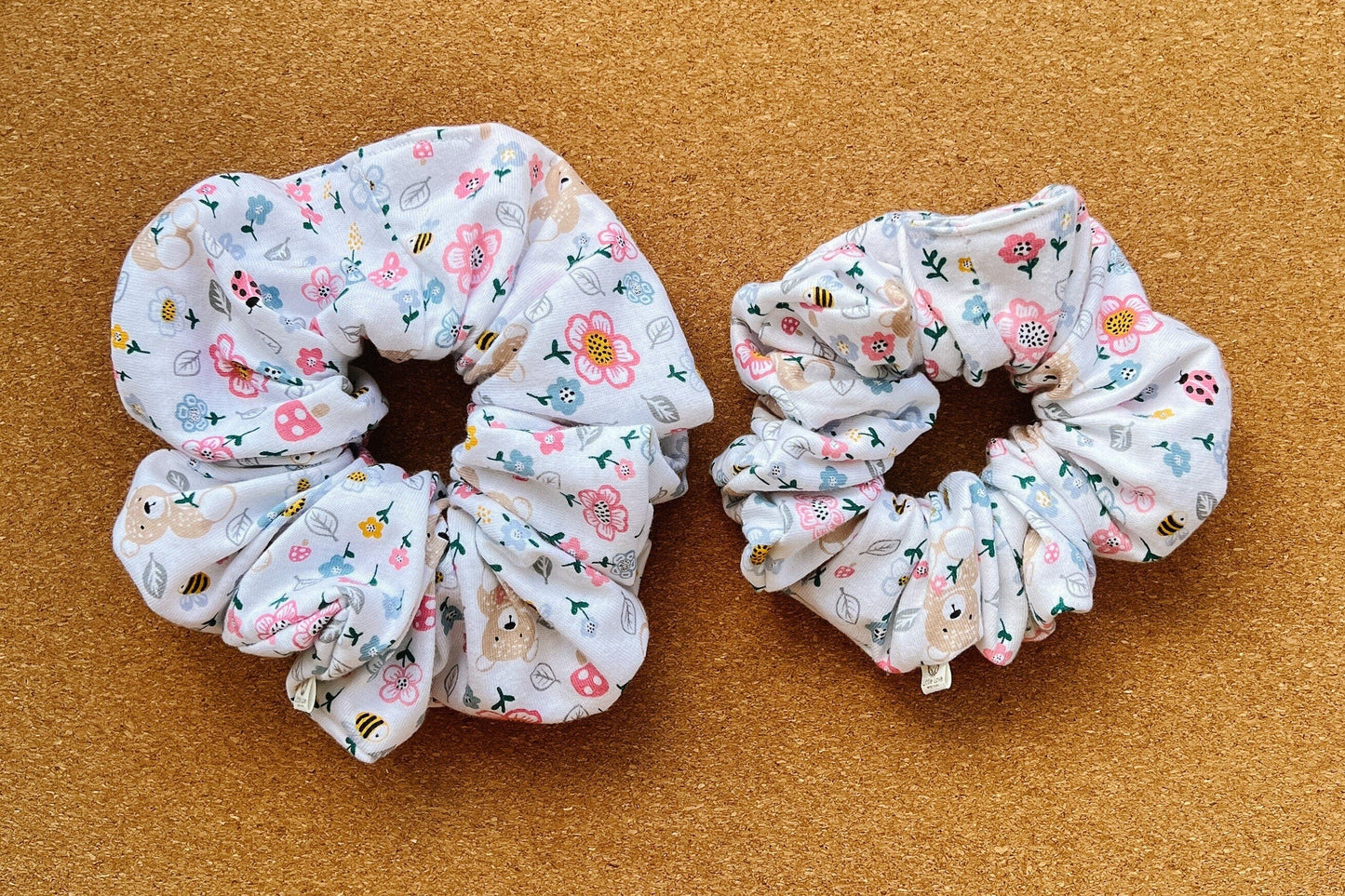 spring garden bear scrunchie | XL scrunchies | adorable girls scrunchies | children's scrunchies