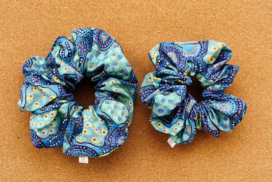 Indigenous Warlu water Dreaming Scrunchie | indigenous | XL scrunchie | hair accessories | gifts for her