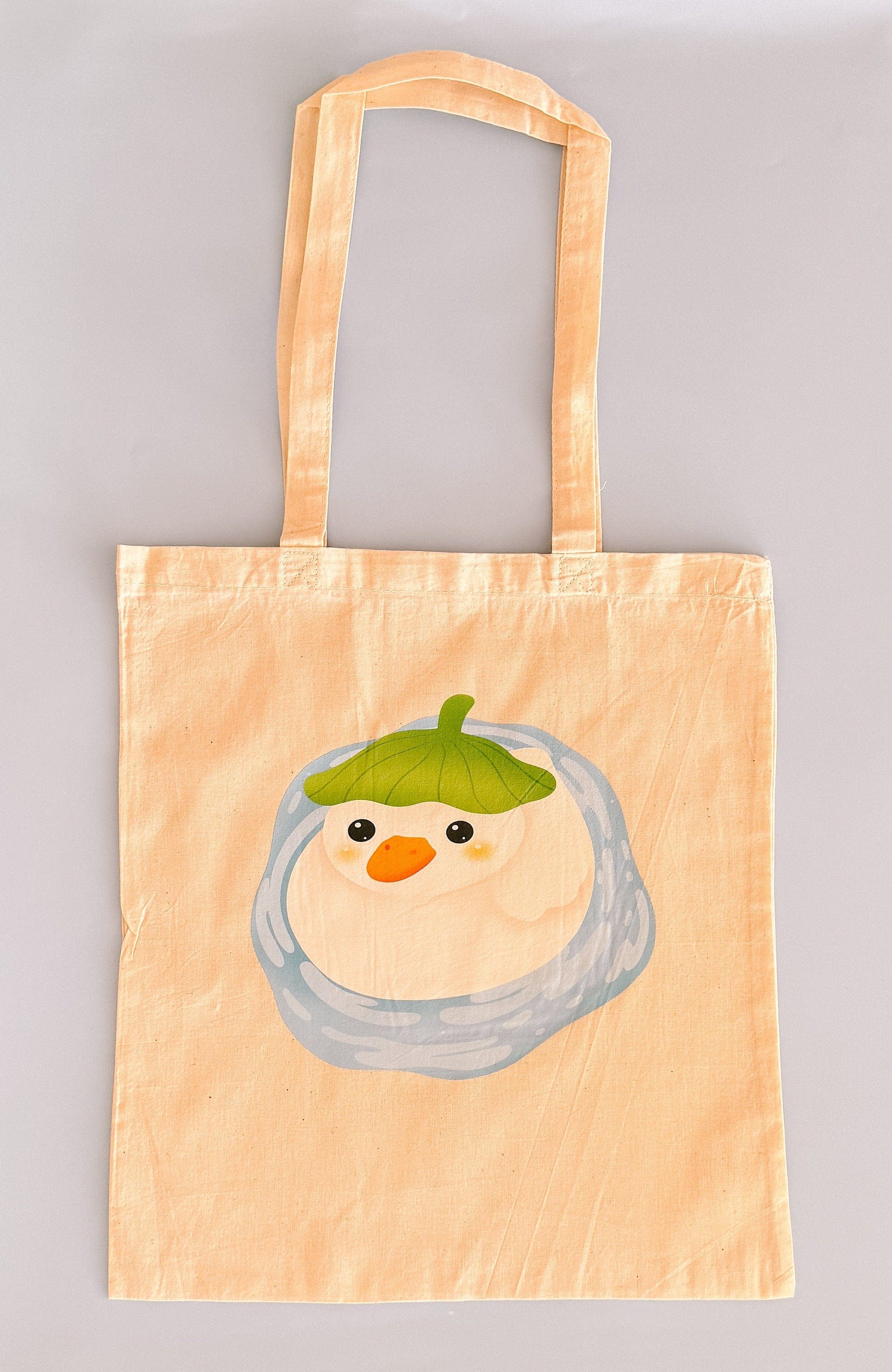 Adorable Kawaii Puddle Duck Cotton Tote Bags | library tote | market tote