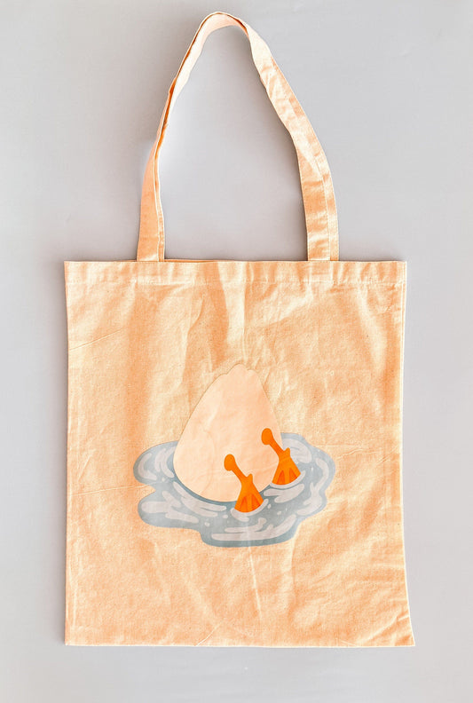 Adorable Kawaii Puddle Duck Cotton Tote Bags | library tote | market tote