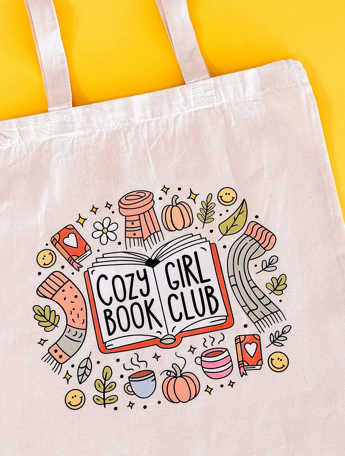 Adorable Cozy Girl Era Cotton Tote Bags | library tote | market tote