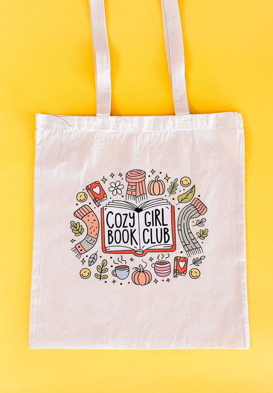 Adorable Cozy Girl Era Cotton Tote Bags | library tote | market tote