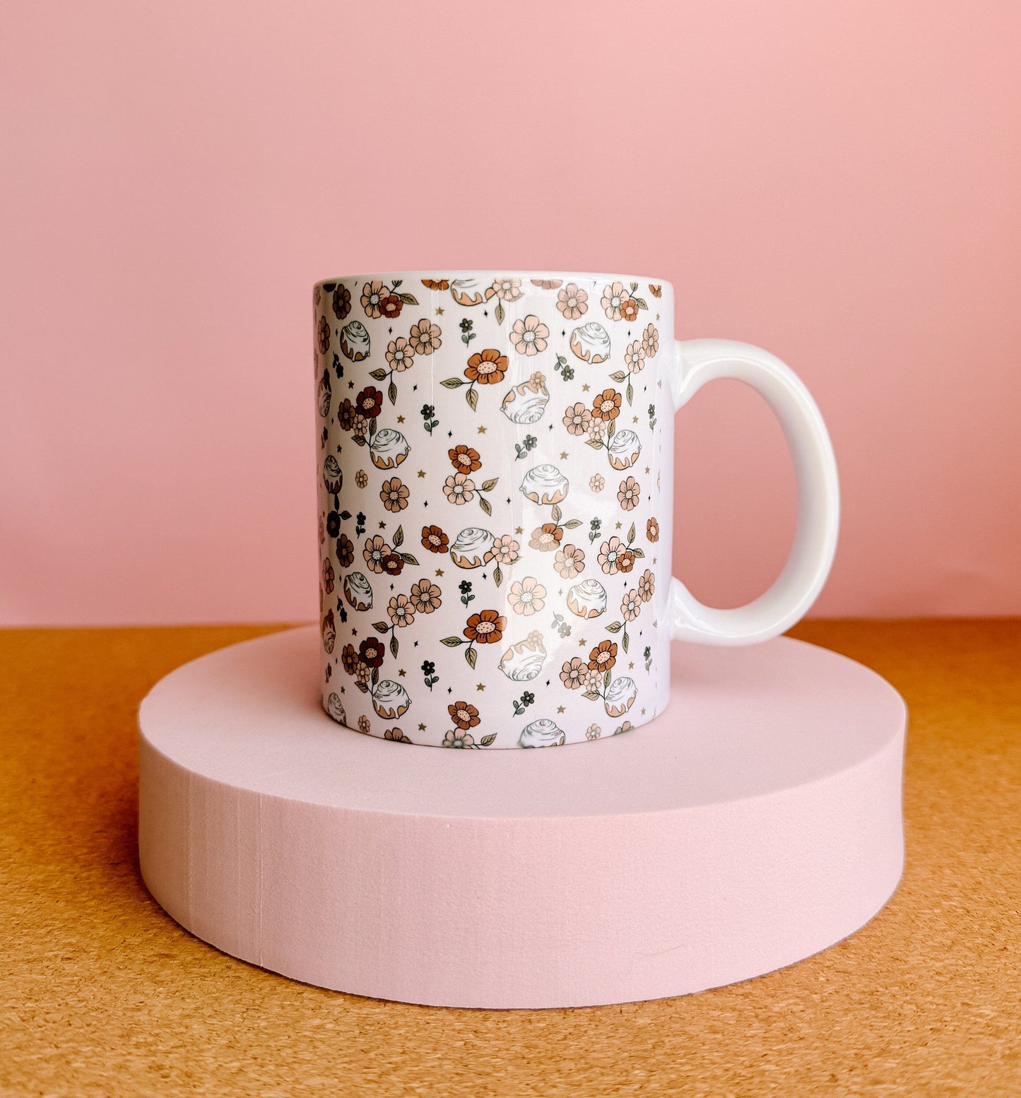 Fall time Cinnabon Mug | handprinted mug | Cinnabons | ceramics | adorable ceramics