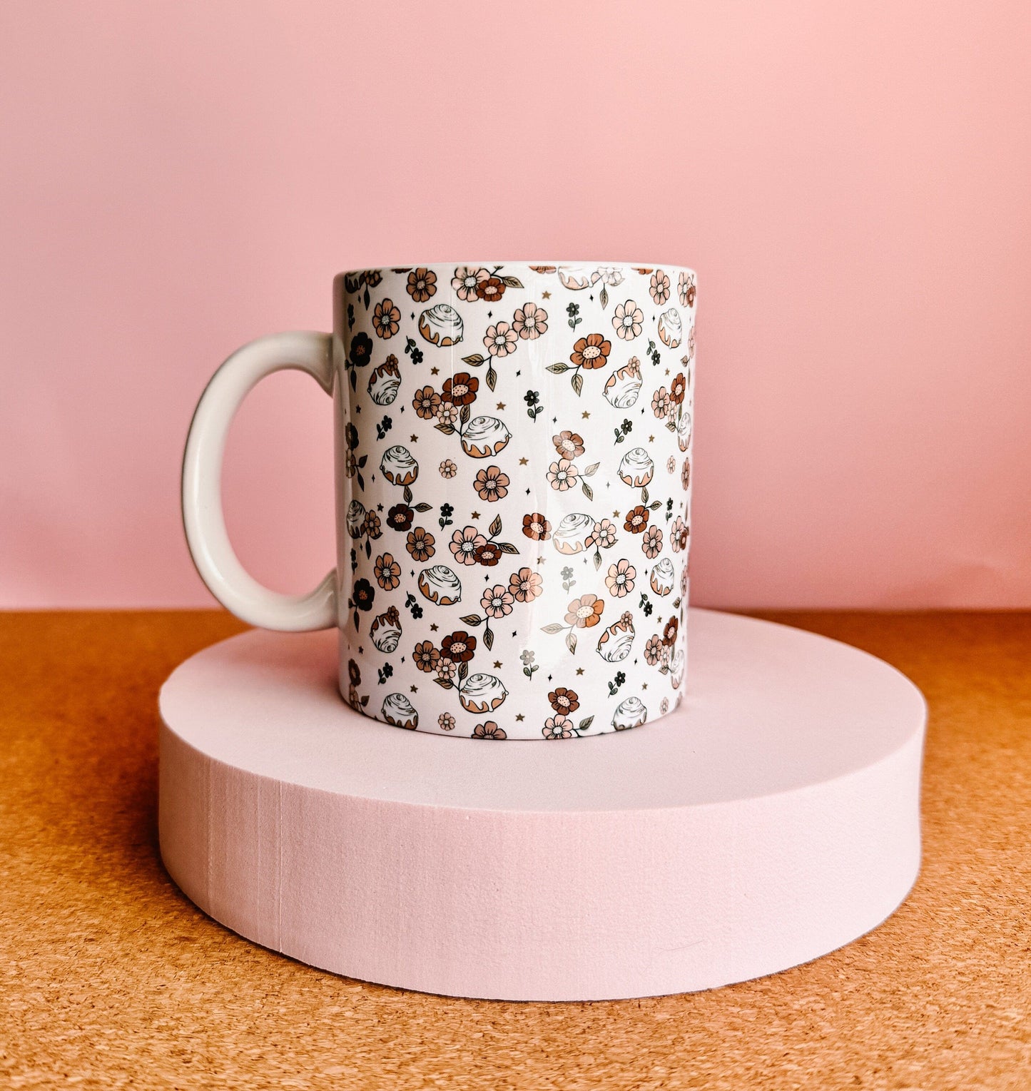 Fall time Cinnabon Mug | handprinted mug | Cinnabons | ceramics | adorable ceramics