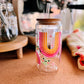 Adorable Rainbow Froggy Libbey glass can