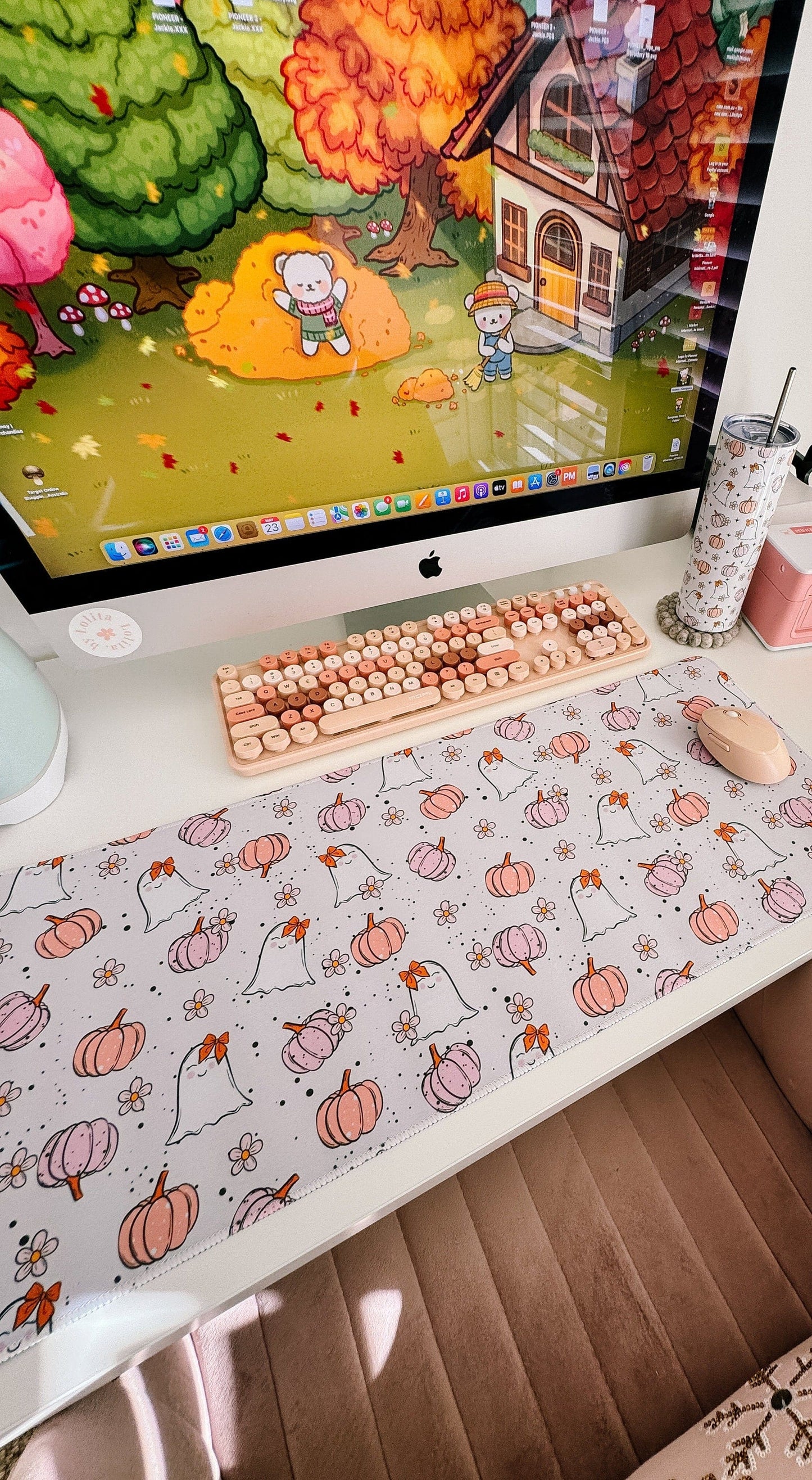 Adorable Pastel Halloween Ghosts Gaming Mouse Pad