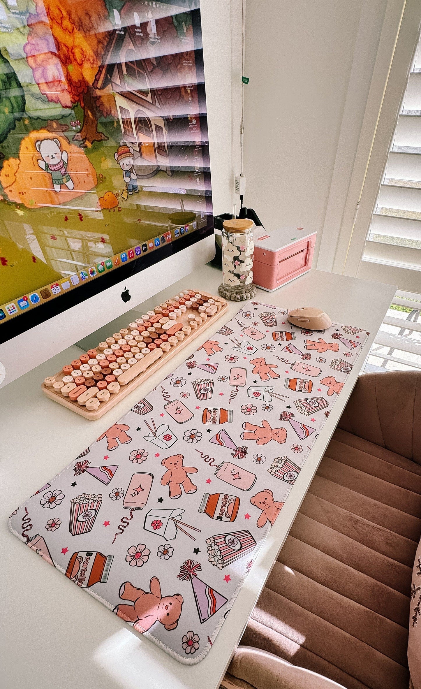 Beary Adorable Slumber Party Large Gaming Mouse Pad | gaming desk mat