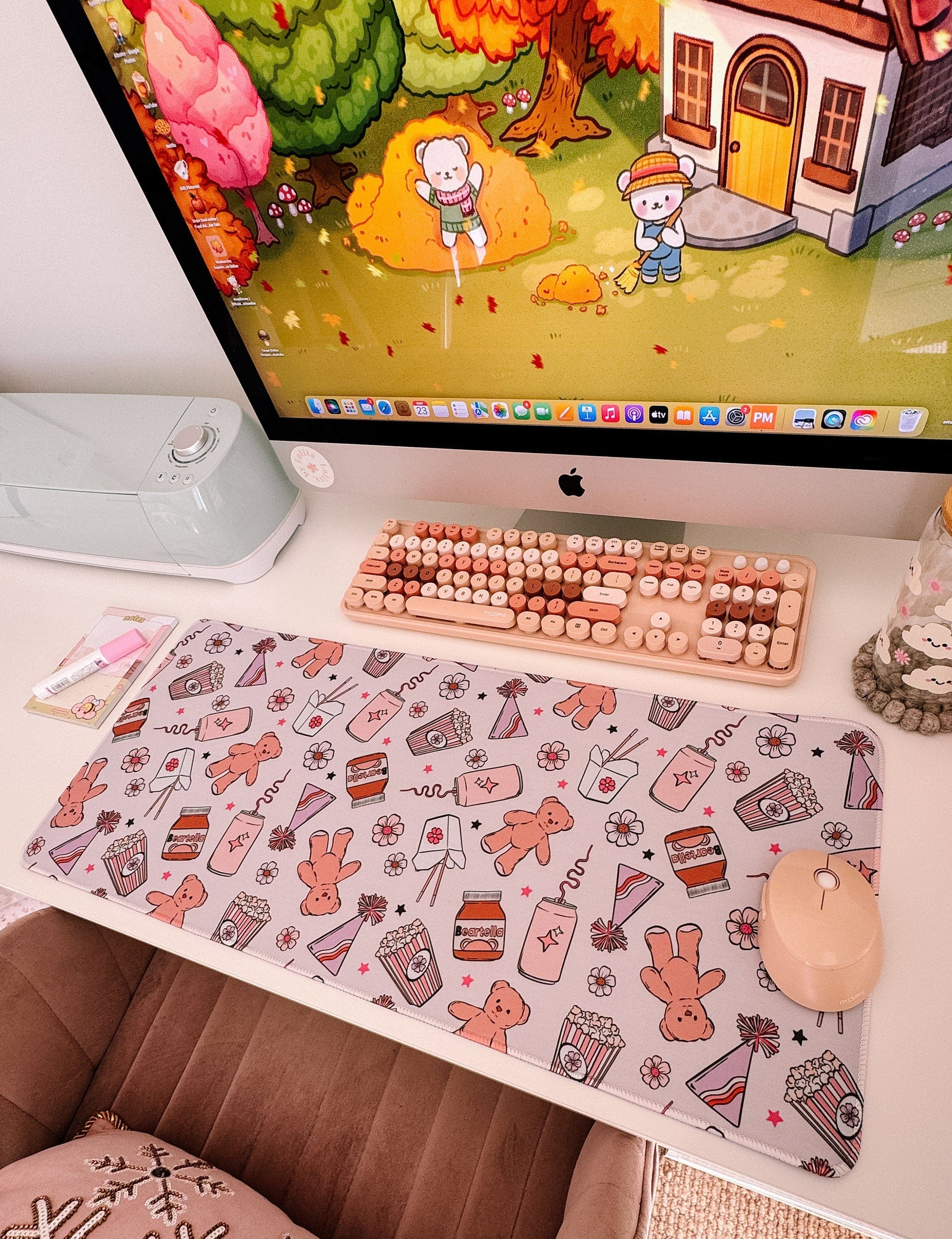 Beary Adorable Slumber Party Large Gaming Mouse Pad | gaming desk mat