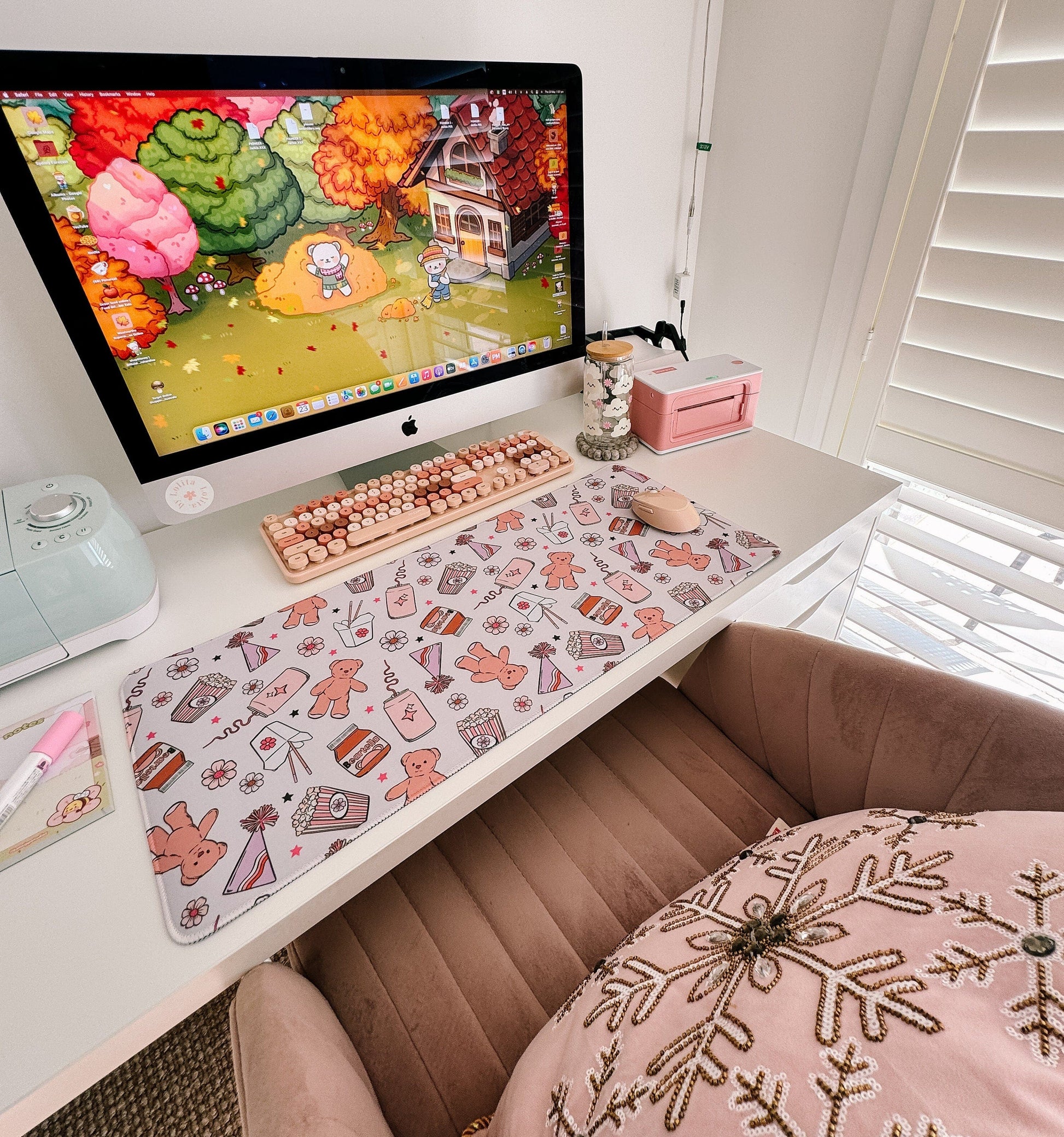 Beary Adorable Slumber Party Large Gaming Mouse Pad | gaming desk mat