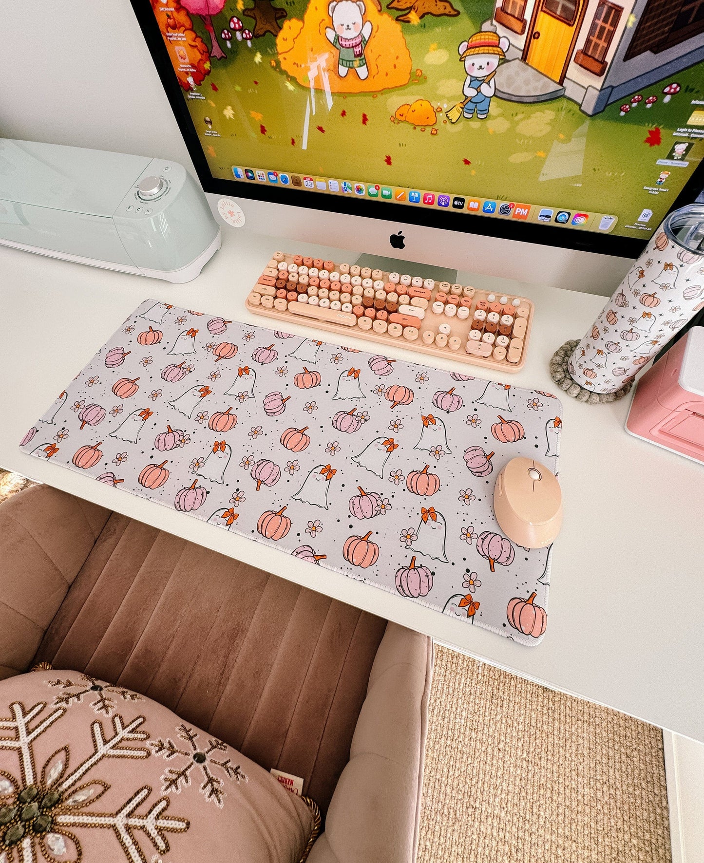 Adorable Pastel Halloween Ghosts Gaming Mouse Pad