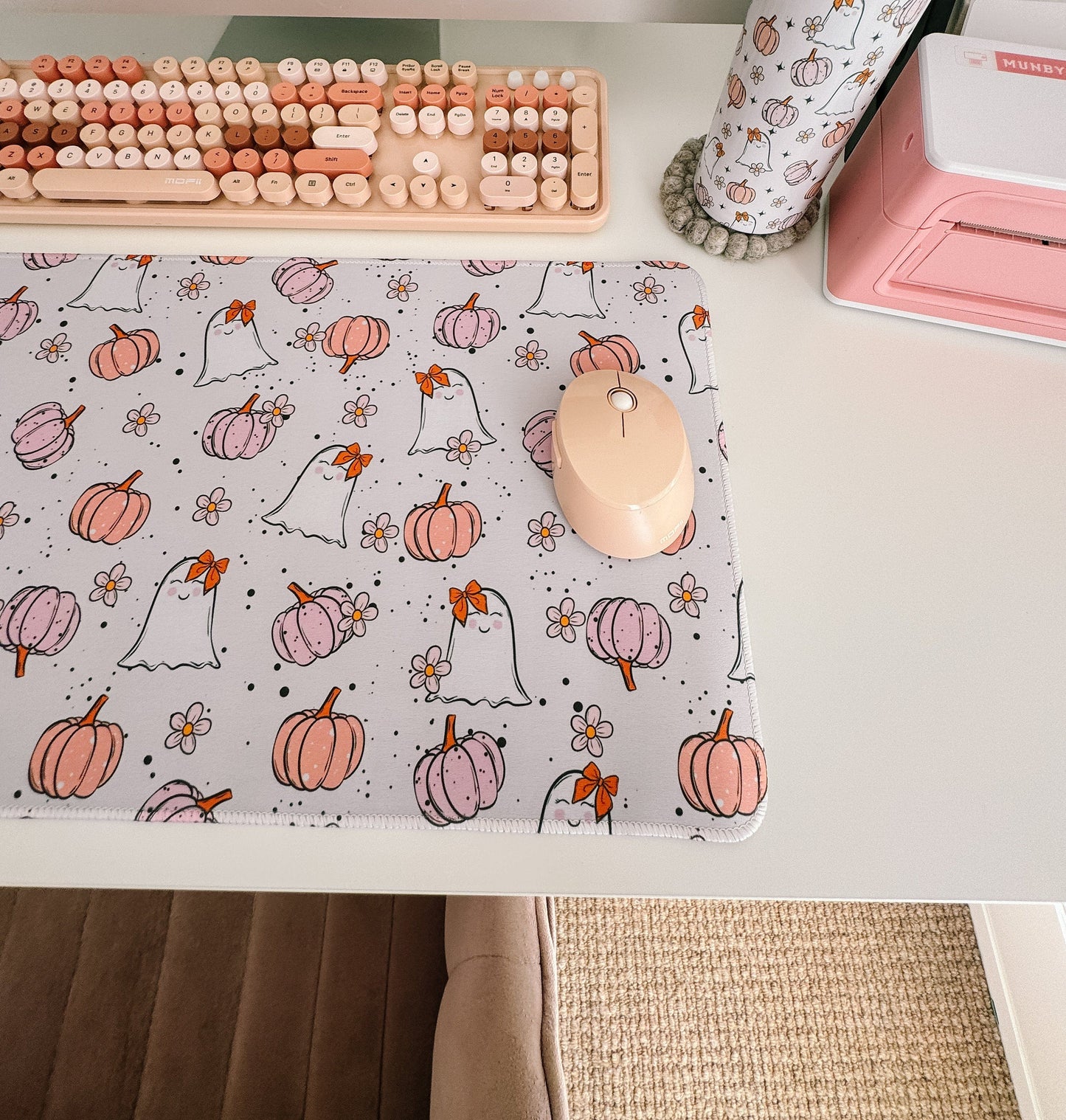 Adorable Pastel Halloween Ghosts Gaming Mouse Pad