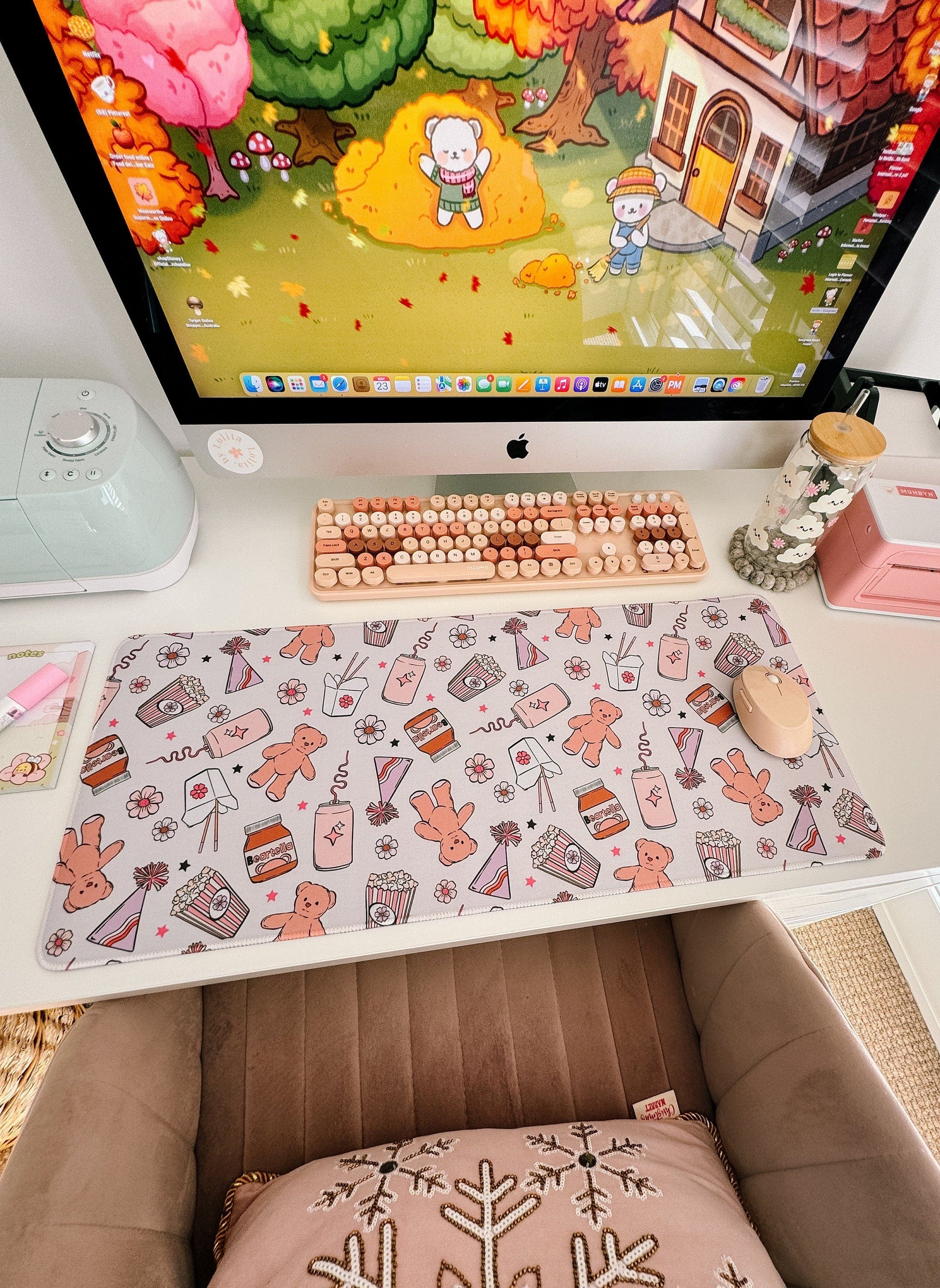 Beary Adorable Slumber Party Large Gaming Mouse Pad | gaming desk mat