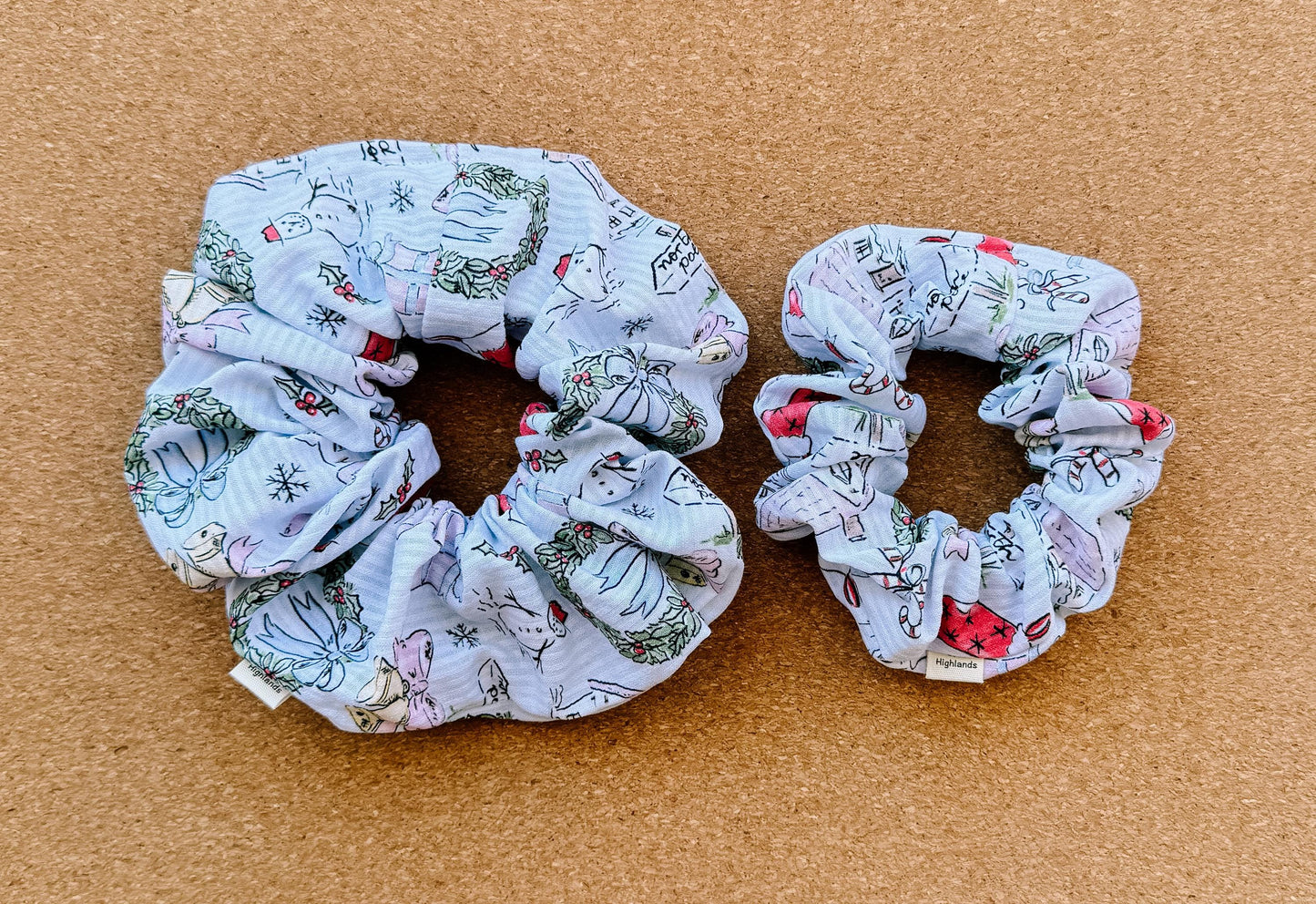 Christmas Cottage Toile Scrunchie