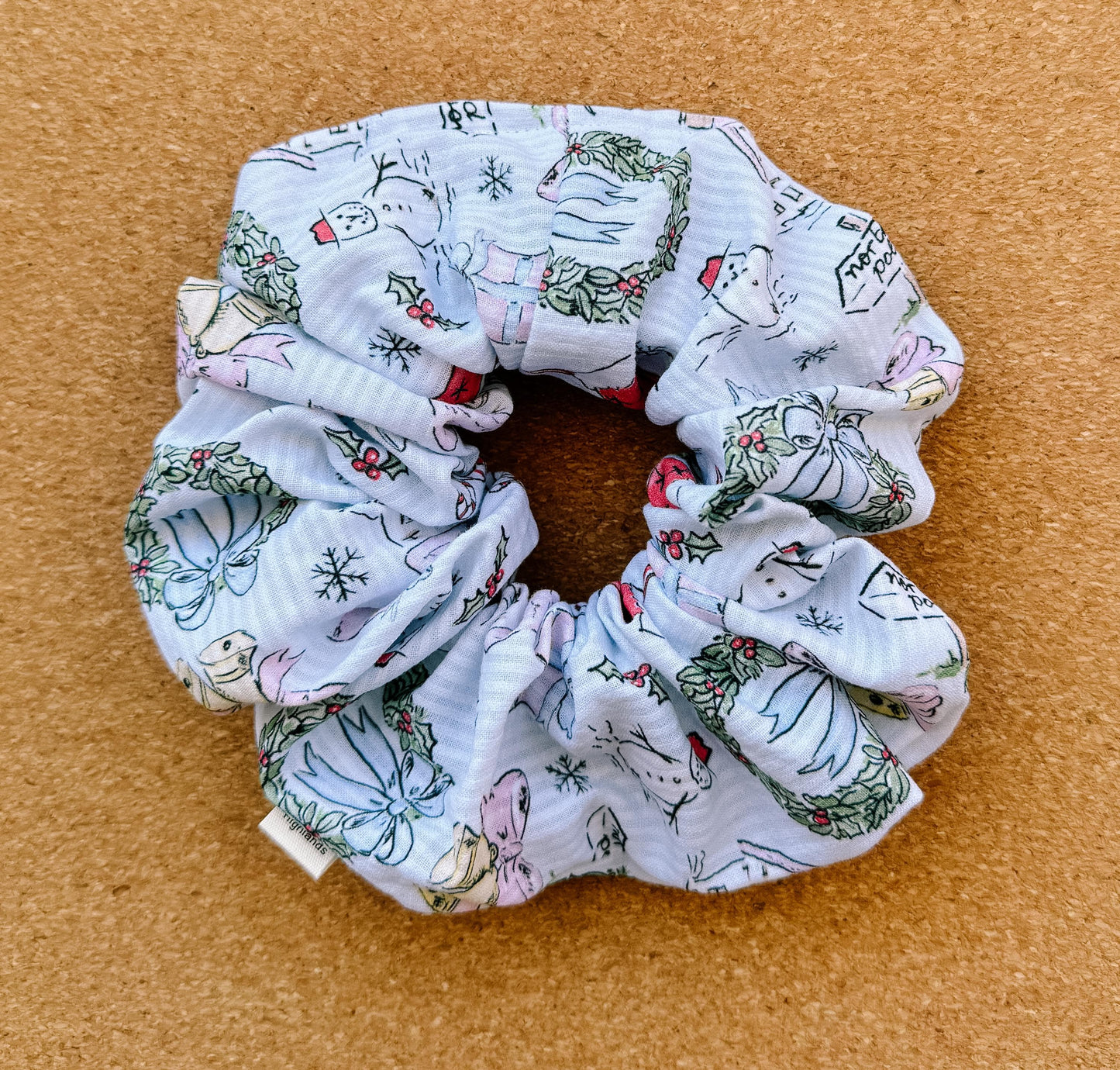 Christmas Cottage Toile Scrunchie