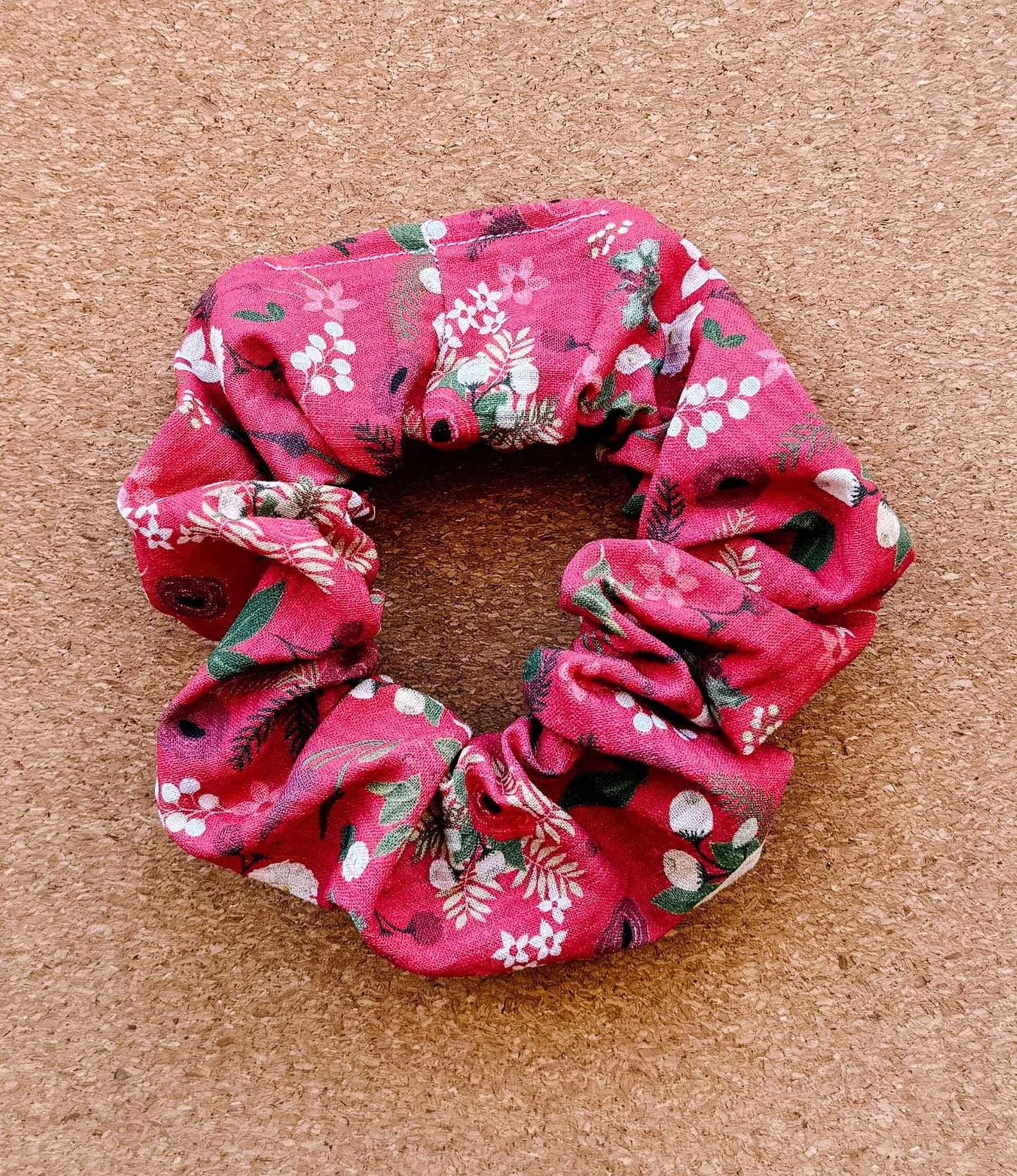 Vintage Christmas Floral Scrunchie