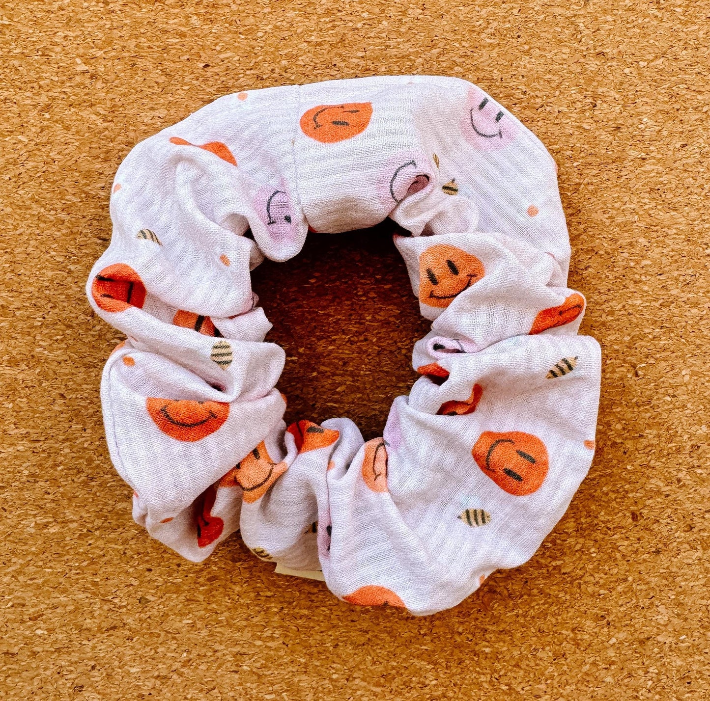 Retro Smiley Face Scrunchie