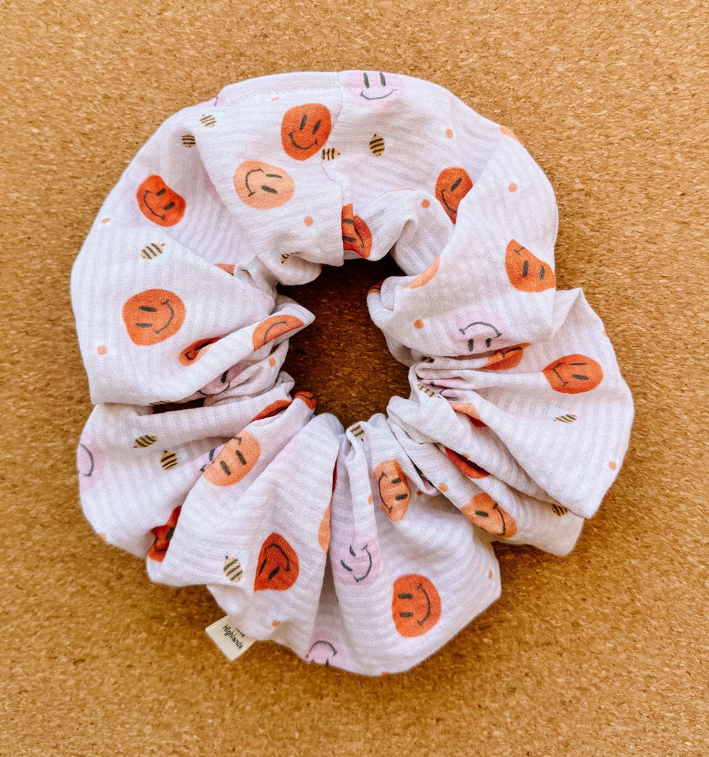 Retro Smiley Face Scrunchie