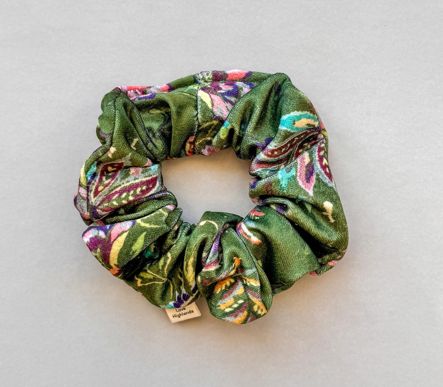 Green floral velvet scrunchie | hair scrunchie | cute scrunchies | gift ideas