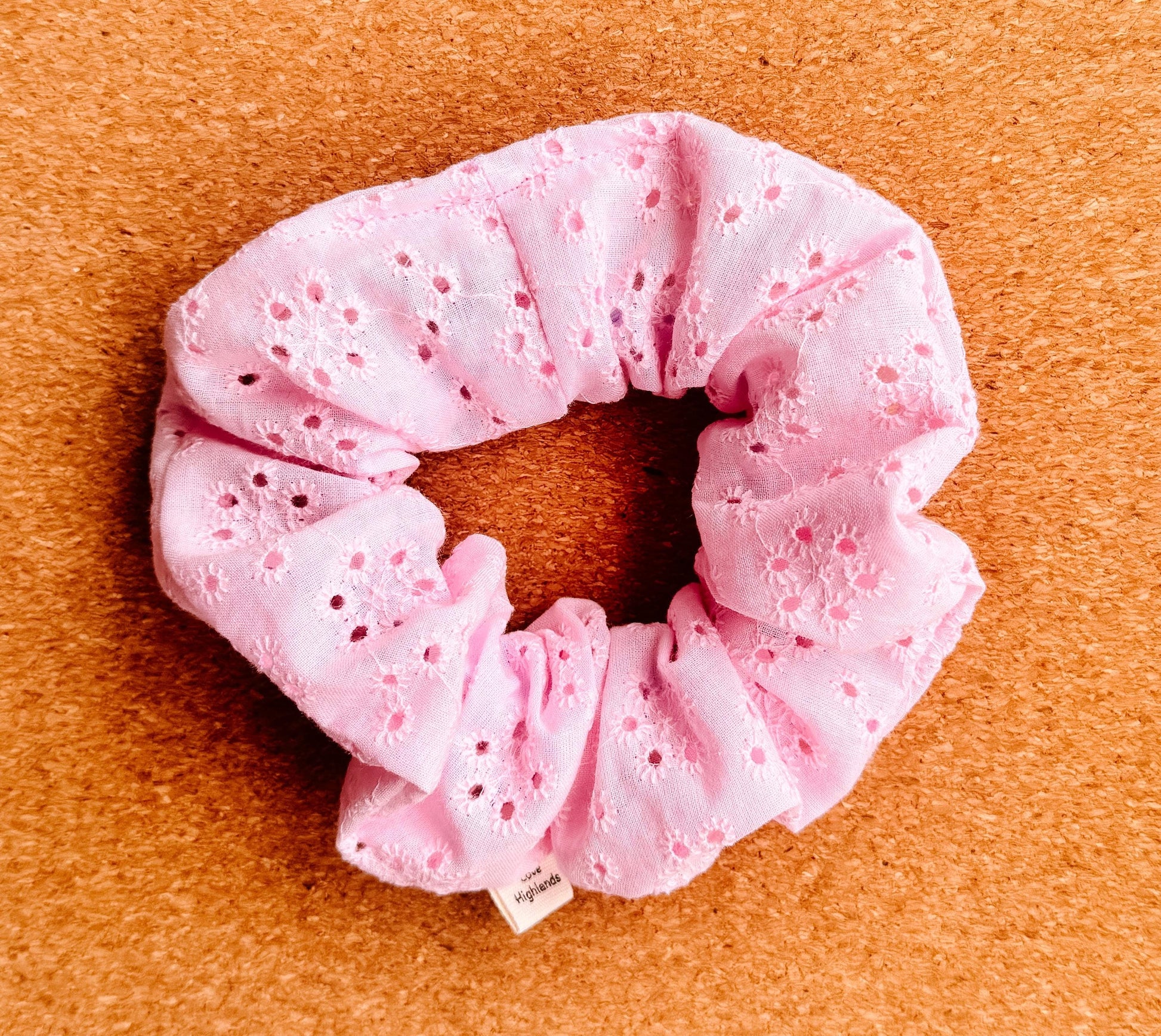 Pink Embroidered Scrunchie | eyelet scrunchie | XL scrunchie | gift's for her